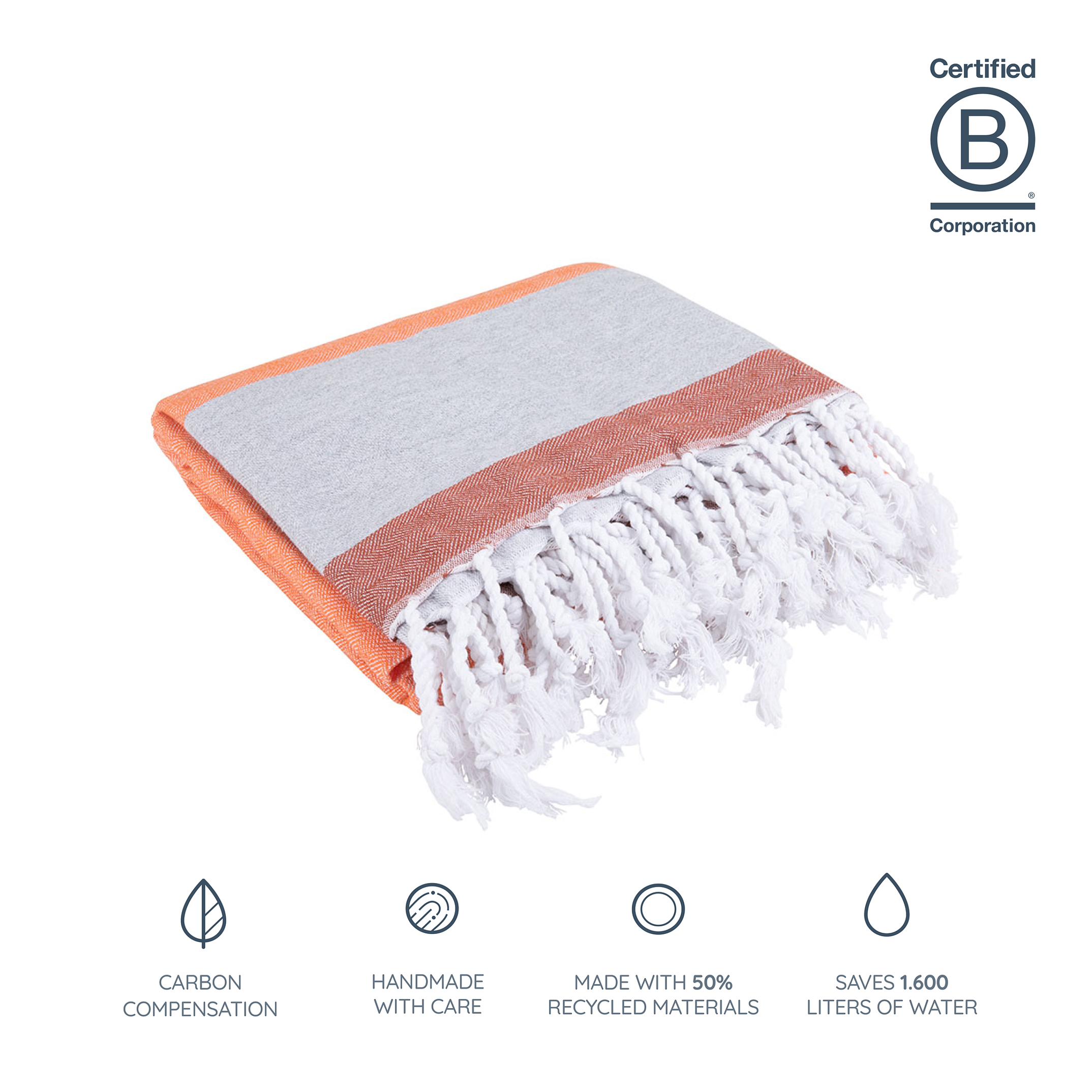 Unique - Hammam towel Brick Orange Light Grey