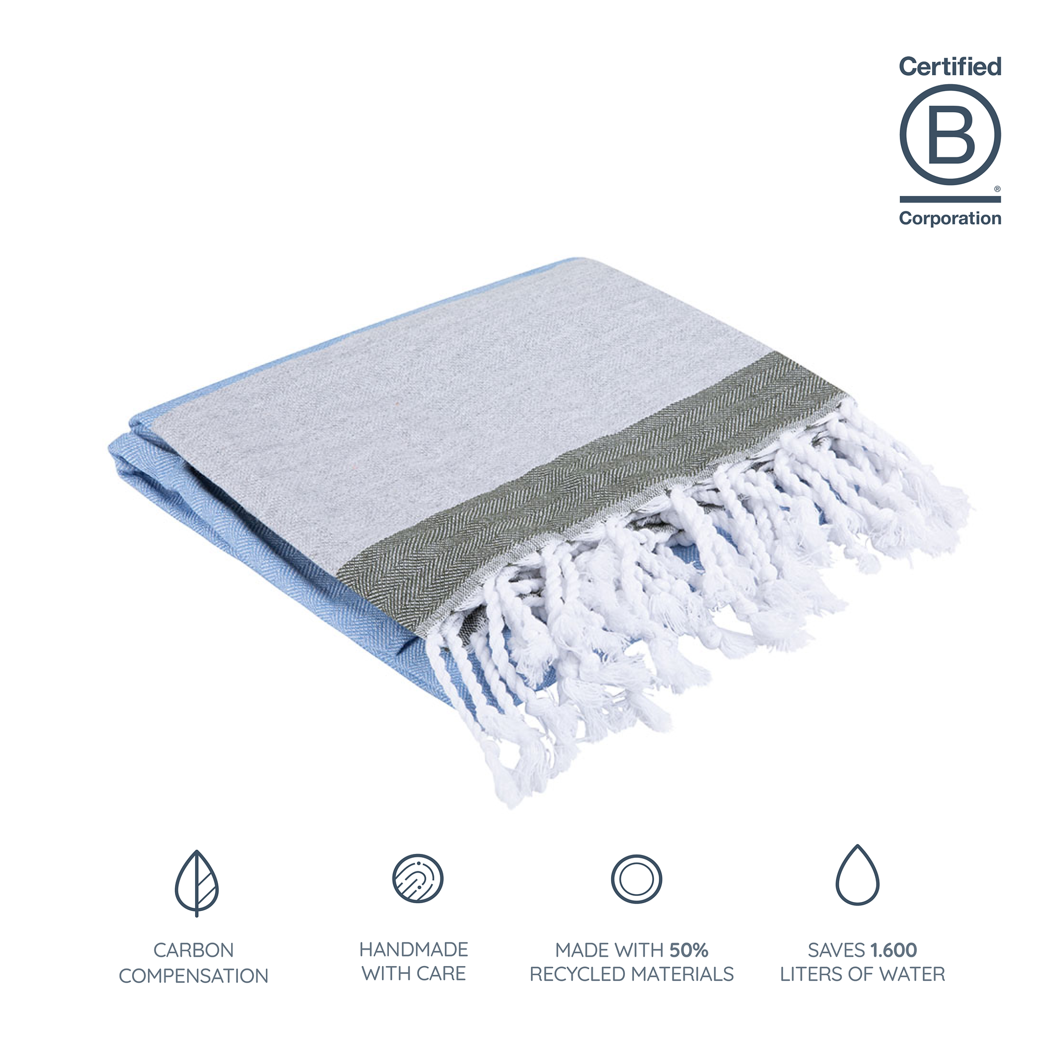 Unique - Hammam towel Khaki Light Blue Light Grey